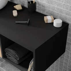 Plan de toilette L.120 x l.45 x ép.18 cm noir mat Kentia