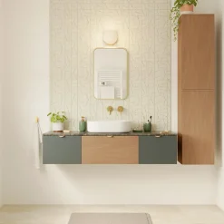 Plan de toilette L.140 x l.45 x ép.2 cm effet marbre vert Cadélia