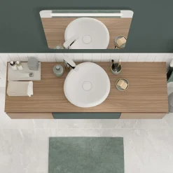 Plan de toilette L.140 x l.45 x ép.2 cm effet marbre vert Cadélia