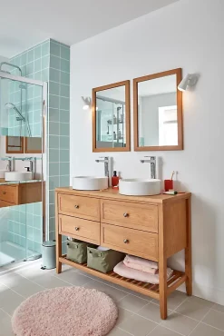 Plan de toilette placage chêne L.120,4 x l.45,2 x ép.2,8 cm, GoodHome Perma