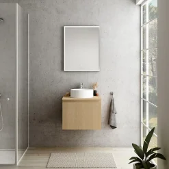 Plan de toilette plaqué chêne miel L.60 x l.51,5 x ép.2 cm, Pura+