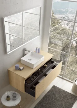 Plan de toilette plaqué chêne clair L.120 x l.51,5 x ép.2 cm, Pura+