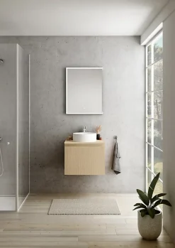 Plan de toilette plaqué chêne clair L.60 x l.51,5 x ép.2 cm, Pura+