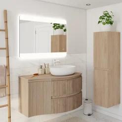 Plan de toilette pour vasque à poser version droite Vague effet bois 103,1 cm