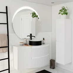 Plan de toilette pour vasque à poser version droite Vague blanc mat 103,1 cm