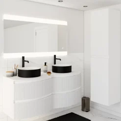 Plan de toilette pour vasque à poser Vague blanc mat 137,8 cm