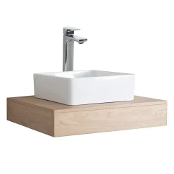 Plan de toilette suspendu pour vasque WILL - 60 cm - Ep. 12 cm - Décor Chêne