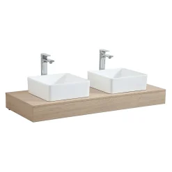 Plan de toilette suspendu pour vasque WILL - 120 cm - Ep. 12 cm + Equerres invisibles - Décor Chêne