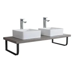 Plan de toilette suspendu pour vasque WILL - 120 cm avec équerres noires