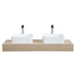 Plan de toilette suspendu pour vasque WILL - 120 cm - Ep. 12 cm - Décor Chêne