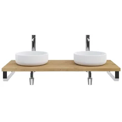 Plan de toilette 121x49x3 cm T-BATH hydrofuge placage chêne naturel avec supports chromés