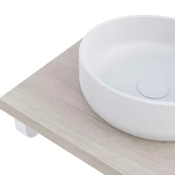 Plan de toilette 61x49x3 cm T-BATH hydrofuge placage frêne naturel avec supports blancs