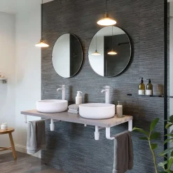 Plan de toilette 121x49x3 cm T-BATH hydrofuge placage frêne naturel avec supports blancs