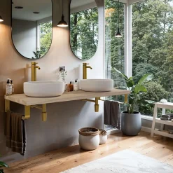 Plan de toilette 121x49x3 cm T-BATH hydrofuge placage orme naturel