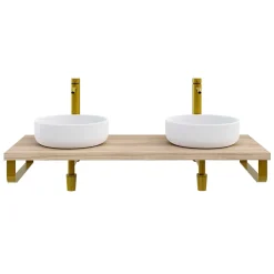 Plan de toilette 121x49x3 cm T-BATH hydrofuge placage orme naturel
