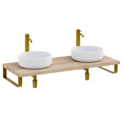 Plan de toilette 121x49x3 cm T-BATH hydrofuge placage orme naturel