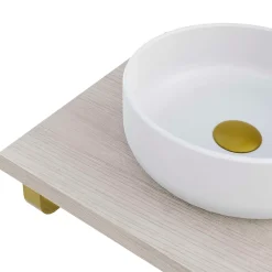 Plan de toilette 61x49x3 cm T-BATH hydrofuge placage frêne naturel avec supports or