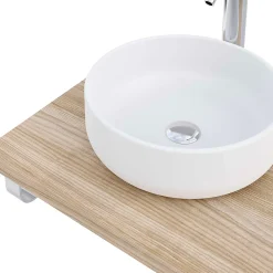 Plan de toilette 121x49x3 cm T-BATH hydrofuge placage orme naturel avec supports chromés
