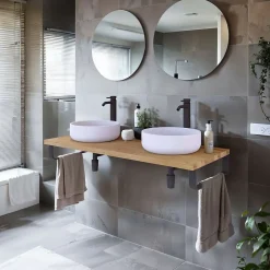 Plan de toilette 121x49x3 cm T-BATH hydrofuge placage chêne naturel