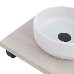 Plan de toilette 61x49x3 cm T-BATH hydrofuge placage frêne naturel avec supports noirs