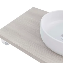 Plan de toilette 91x49x3 cm T-BATH hydrofuge placage frêne naturel avec supports chromés