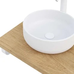 Plan de toilette 121x49x3 cm T-BATH hydrofuge placage chêne naturel avec supports blancs