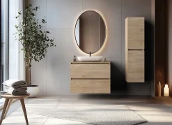 Plan de travail pour meuble de salle de bain SIMPLE en chêne clair 80 cm