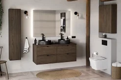 Plan de travail pour meuble de salle de bain TERRA VILLA coloris noyer foncé 120 cm