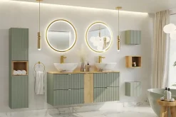 Plan de travail pour meuble de salle de bain LINE REED GREEN vert SAUGE 60 cm