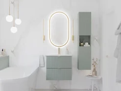 Plan de travail pour meuble de salle de bain LINE REED GREEN vert SAUGE 80 CM