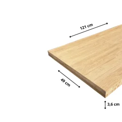 Plan de vasque Bambou Pré-Huilé bois massif, l.121 x H.49 cm, Ep.36 mm
