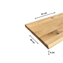 Plan de vasque Chêne Pré-Huilé bois bord naturel, l.91 x H.49 cm, Ep.40 mm