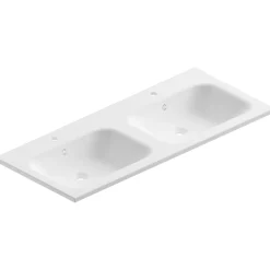 Plan double vasque blanc mat en résine l.120 cm, Pura+