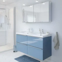 Plan double vasque blanc en céramique l.120 cm GoodHome Lana