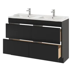 Plan double vasque blanc en céramique l.120 cm GoodHome Lana