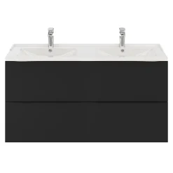 Plan double vasque blanc en céramique l.120 cm GoodHome Lana