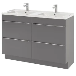 Plan double vasque blanc en céramique l.120 cm GoodHome Lana