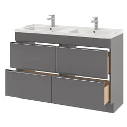 Plan double vasque blanc en céramique l.120 cm GoodHome Lana