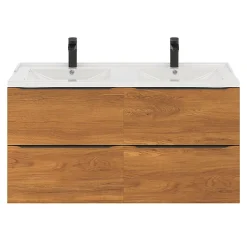 Plan double vasque blanc en céramique l.120 cm GoodHome Lana