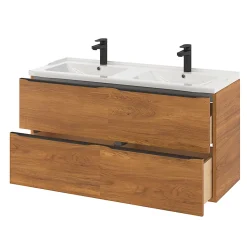 Plan double vasque blanc en céramique l.120 cm GoodHome Lana