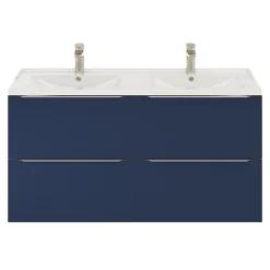 Plan double vasque blanc en céramique l.120 cm GoodHome Lana