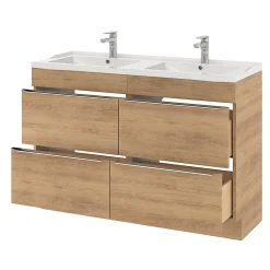 Plan double vasque blanc en céramique l.120 cm GoodHome Lana