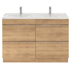 Plan double vasque blanc en céramique l.120 cm GoodHome Lana