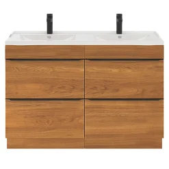 Plan double vasque blanc en céramique l.120 cm GoodHome Lana