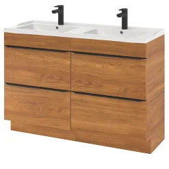 Plan double vasque blanc en céramique l.120 cm GoodHome Lana