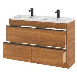 Plan double vasque blanc en céramique l.120 cm GoodHome Lana