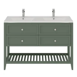Plan double vasque blanc en céramique l.120 cm GoodHome Lana