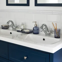 Plan double vasque blanc en céramique l.120 cm GoodHome Lana