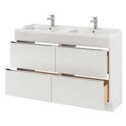 Plan double vasque blanc en céramique l.120 cm GoodHome Lana