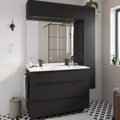 Plan double vasque blanc en résine l.120 cm, Pamili